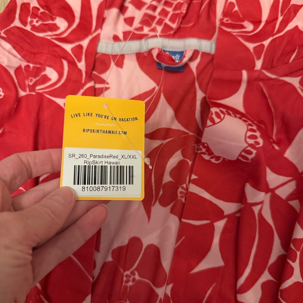 Ripskirt Hawaii Paradise Red Hooded Beach Robe, Size XL/XXL - Picture 9 of 10